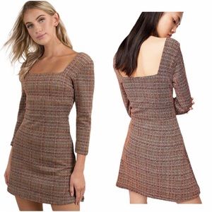 Free People Uptown Girl Tweed Plaid Mini Dress